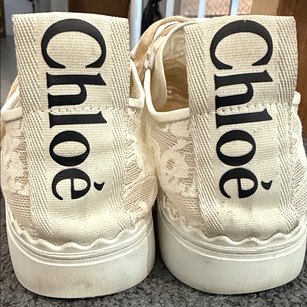 Chloe Cream Lace Sneakers